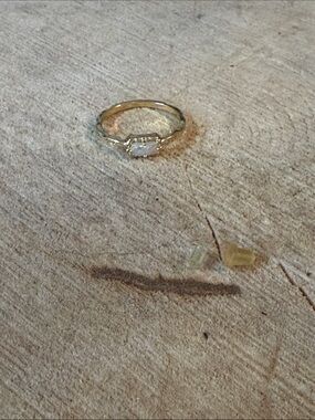 Delicate Gold Ring with Opalescent Oval Stone - Women Jewelry